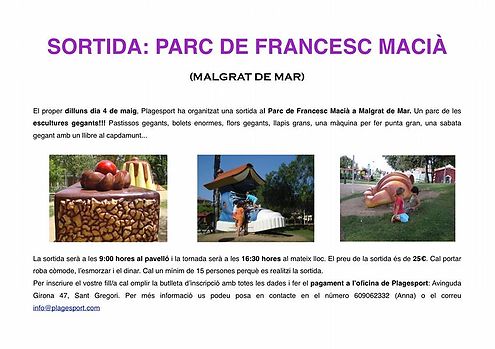 SORTIDA AL PARC DE FRANCESC MACIÀ: ESCULTURES GEGANTS 